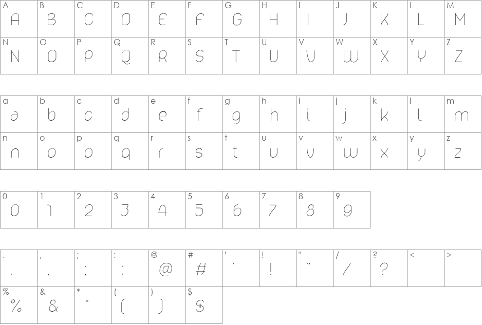 lelim font character map preview