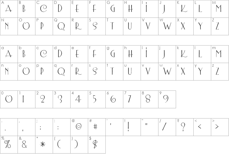 LemonChicken font character map preview