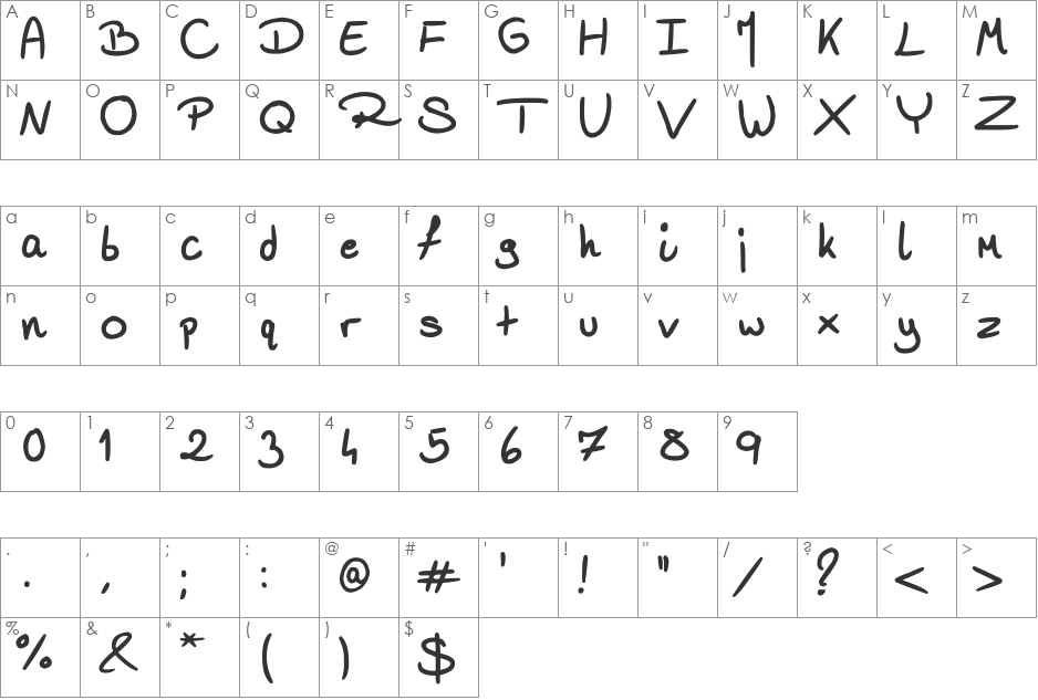 Lemonjuice font character map preview