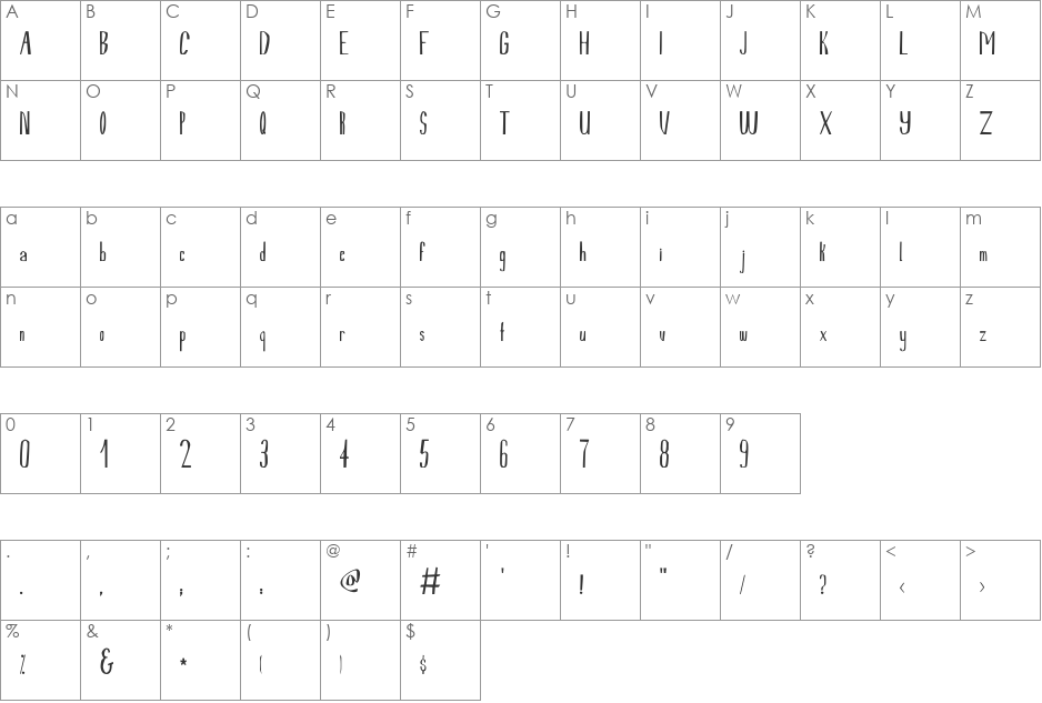 Lemurika font character map preview