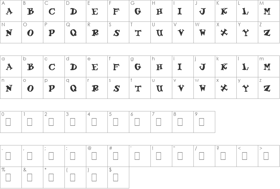 Lenappe font character map preview