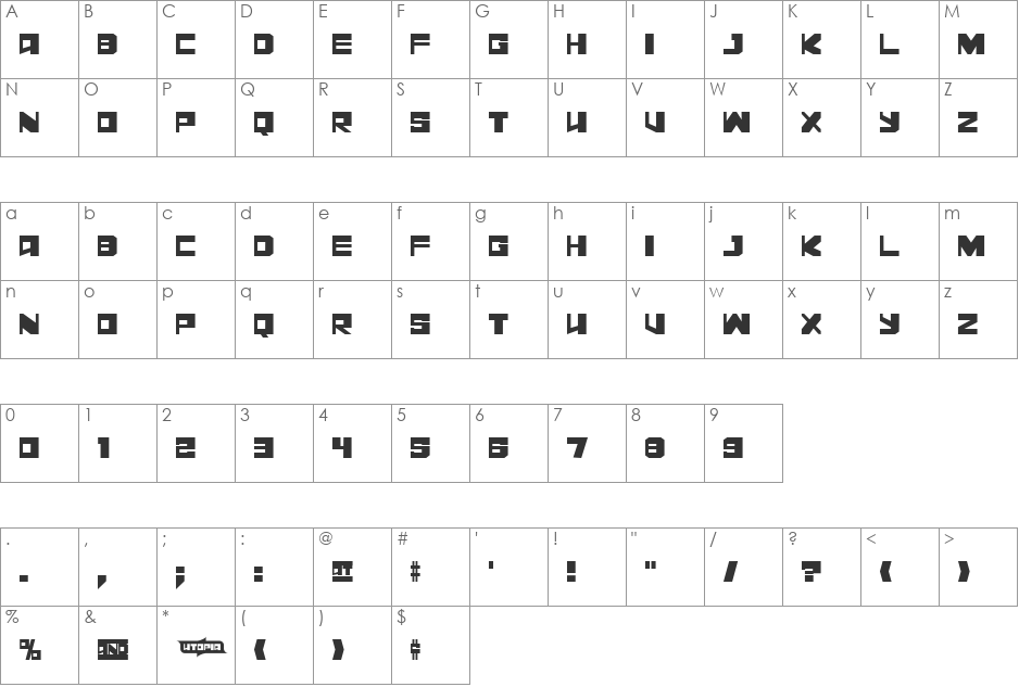 Leningrad Disco font character map preview