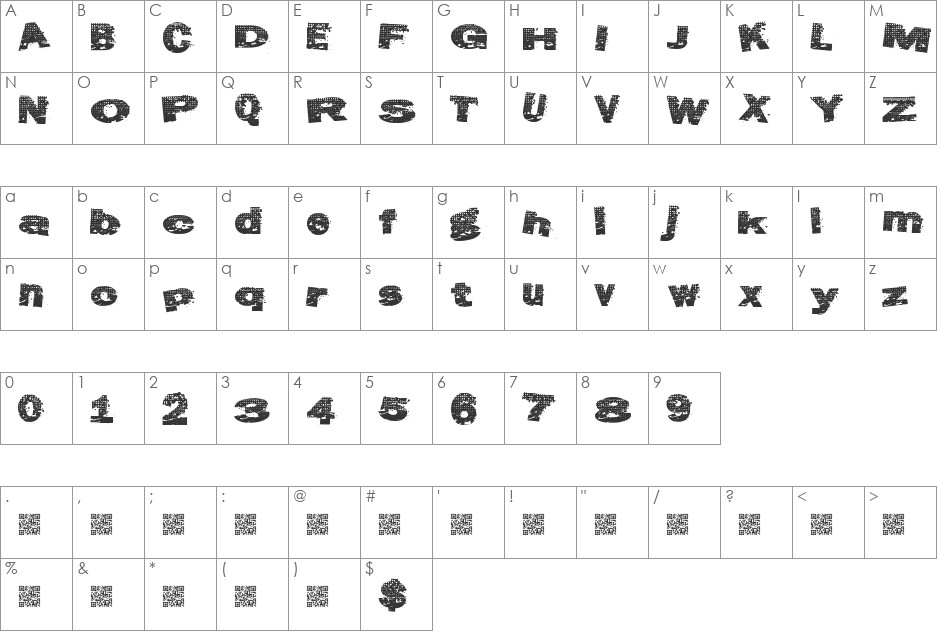 AtlasGrunge font character map preview