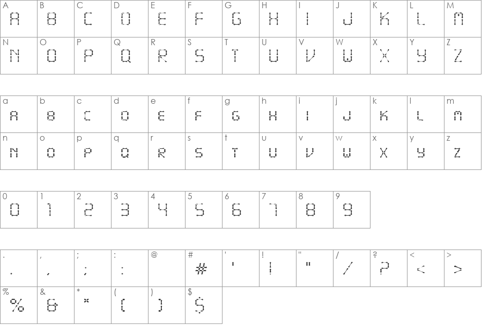 Lerp font character map preview