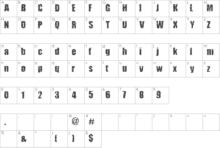 lethargic font character map preview