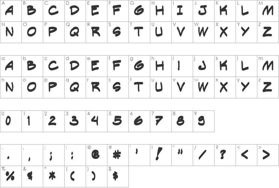 Letratista font character map preview