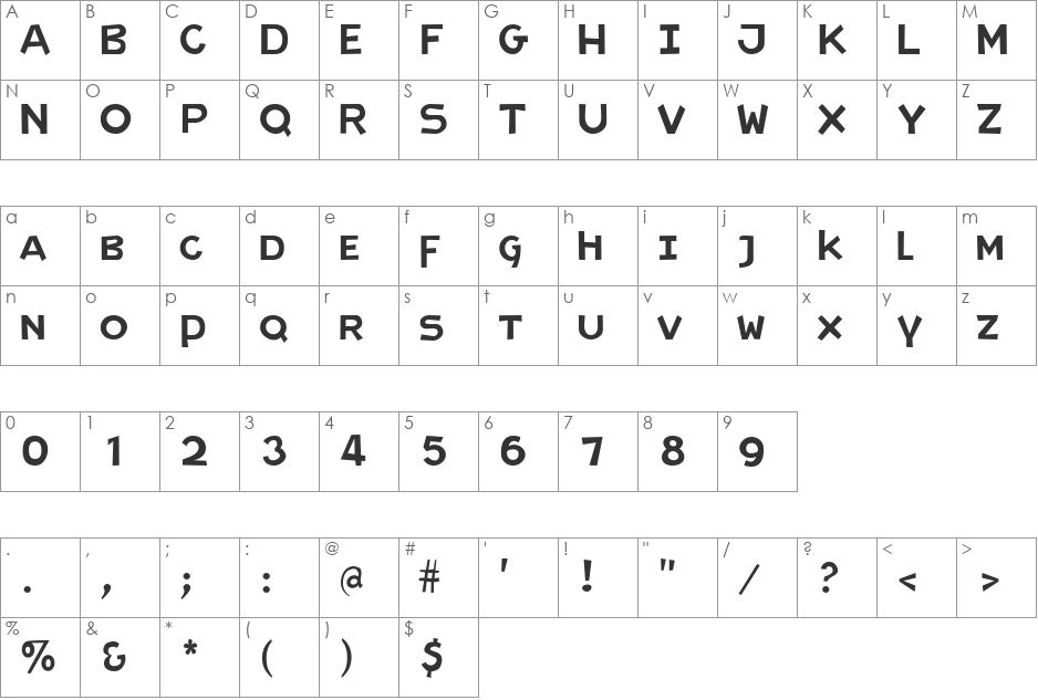 Letrinth font character map preview