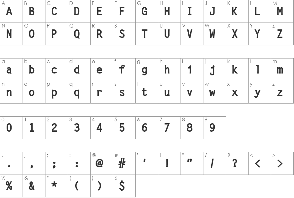 Letter Becker Bold font character map preview