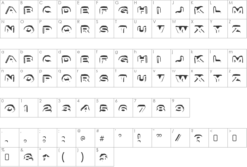 Letter Set font character map preview
