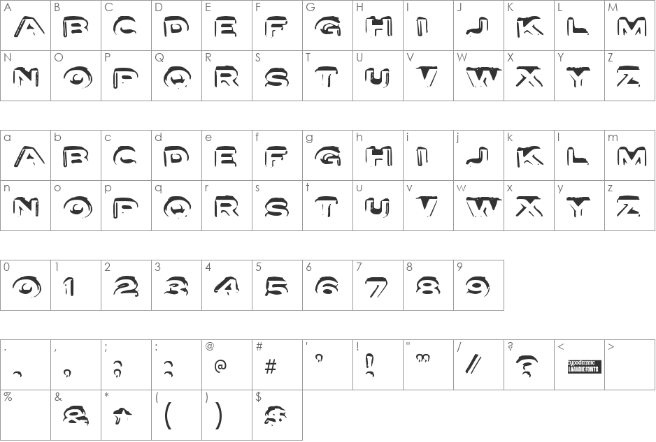Letter Set A font character map preview