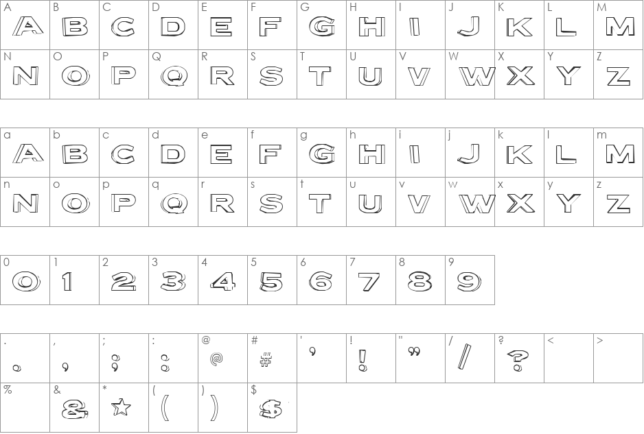 Letter Set B font character map preview