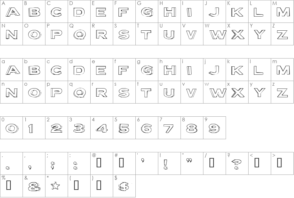 Letter Set B font character map preview
