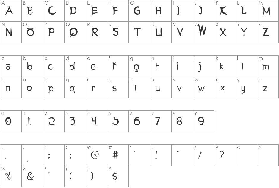 Letter Sseungi font character map preview