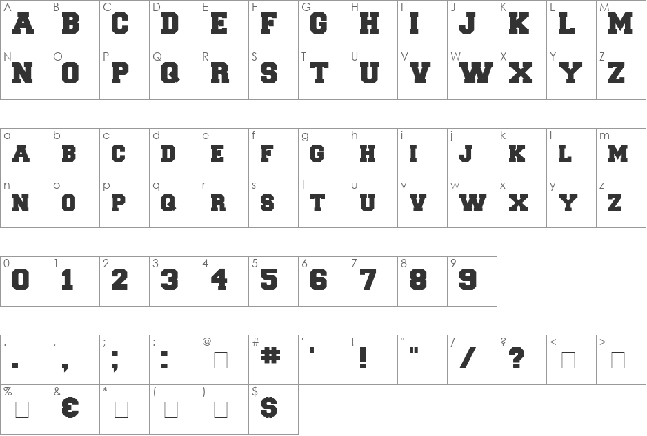 Letter Sweater Display SSi font character map preview