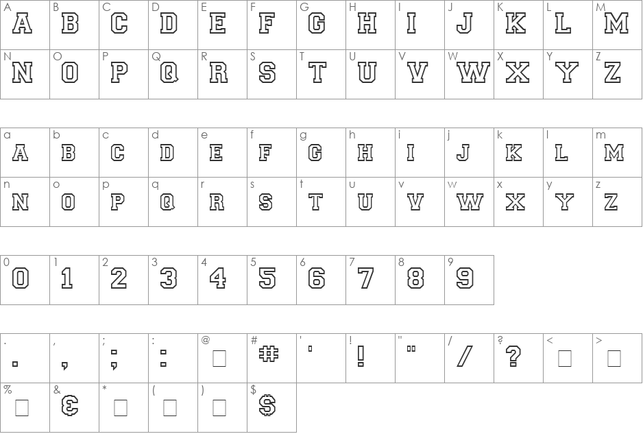 Letter Sweater Open Display SSi font character map preview