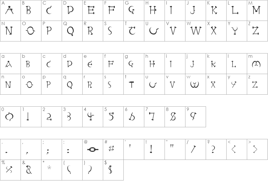 Letterbed-Normal font character map preview