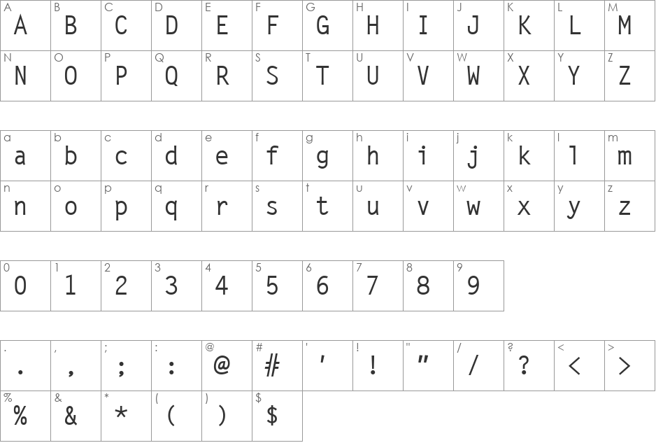 LetterGotLCYMed font character map preview