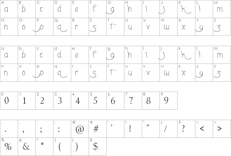 lettering font character map preview