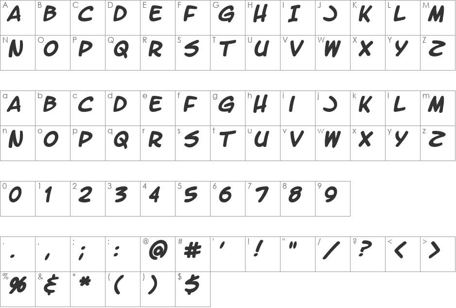 LetterOMatic! font character map preview