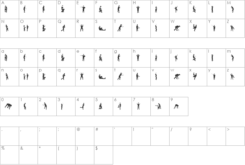 accion dingbat tipografia font character map preview