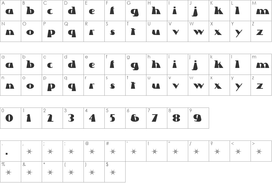 Lettre Dans Le Decor font character map preview