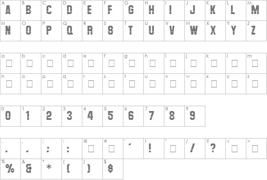 Levelor Display Caps SSi font character map preview