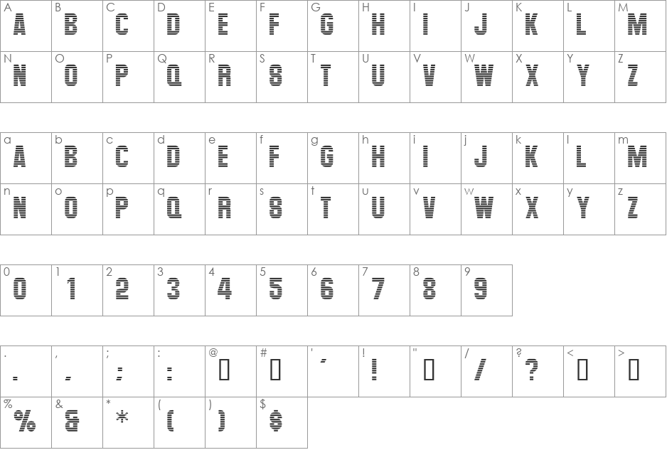 LevelorDisplayCapsSSi font character map preview
