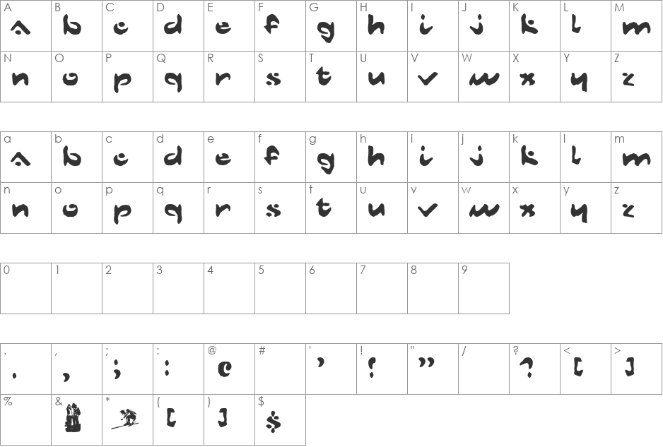 Levels Of Samtro font character map preview