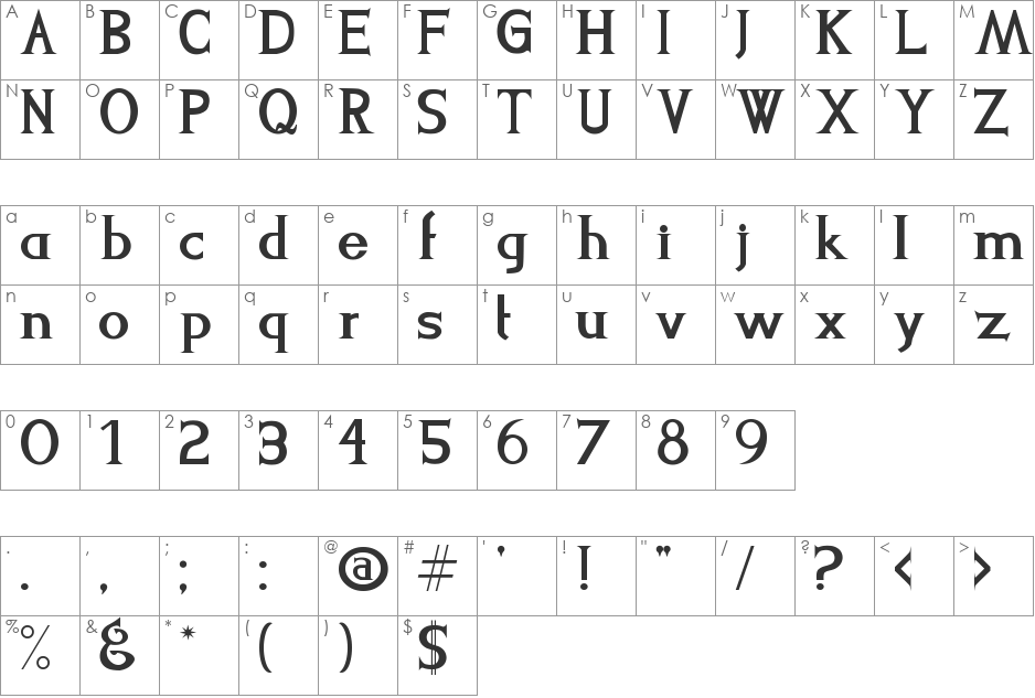 Levi-Strauss font character map preview