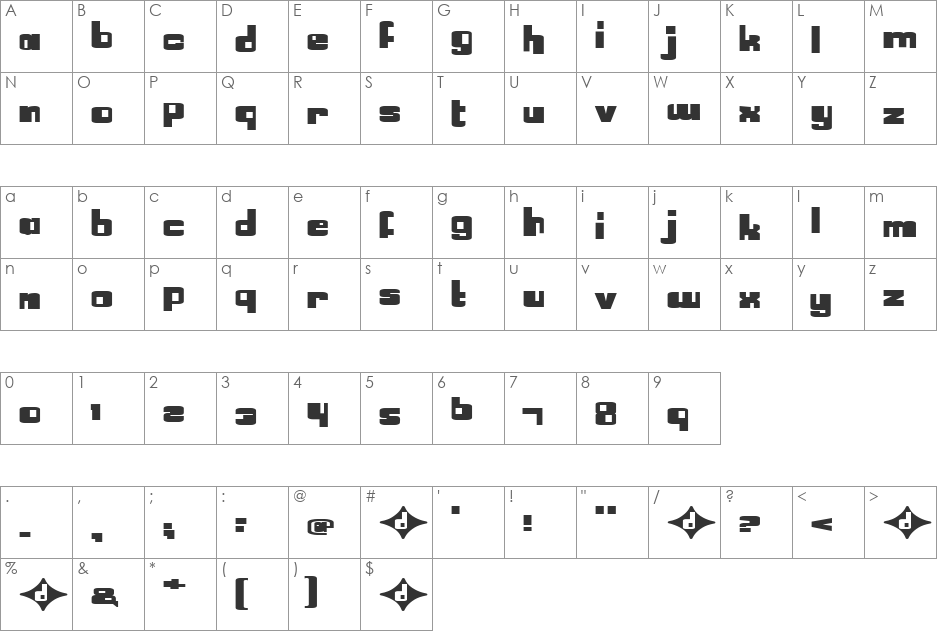 LexiGirl font character map preview