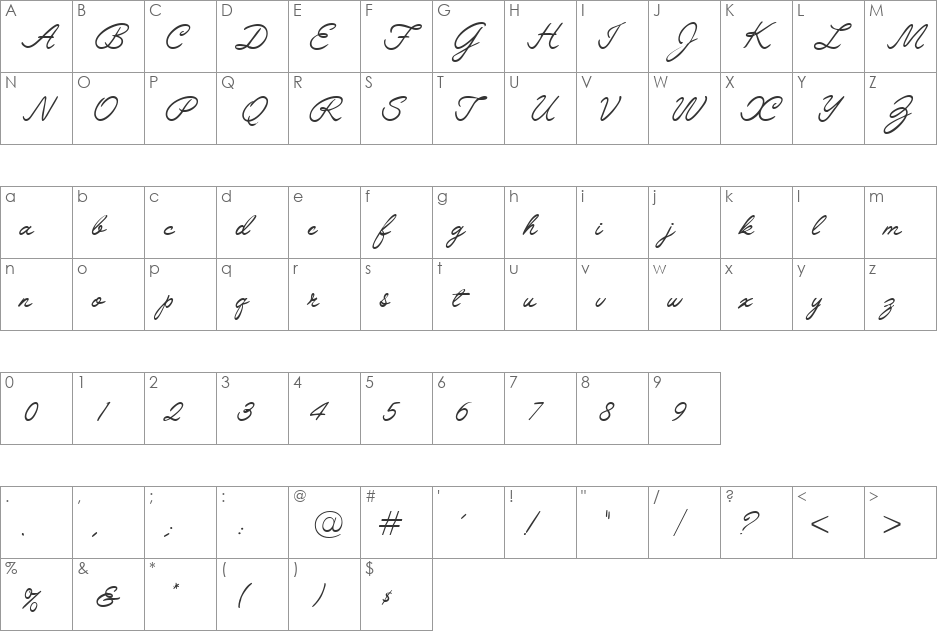 Leytonstone DB font character map preview