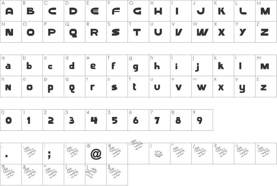 LGF TERRA DEMO font character map preview