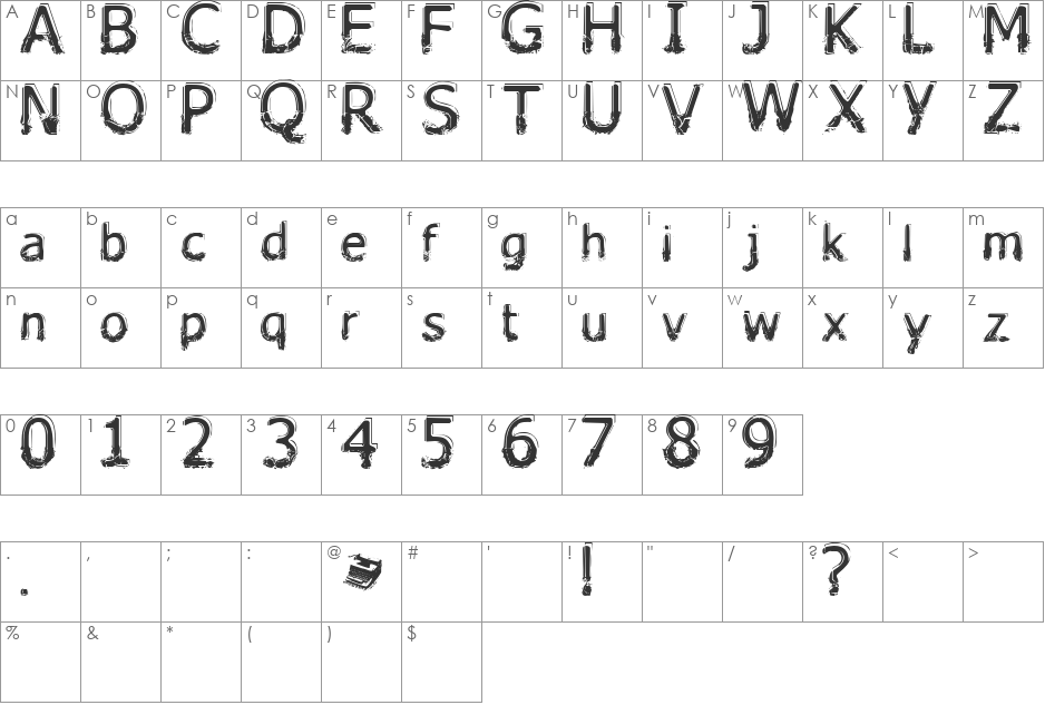 Lhabia font character map preview