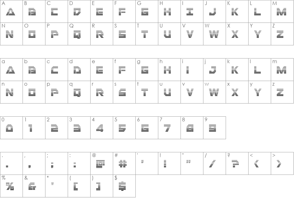 Liberty Island Gradient font character map preview