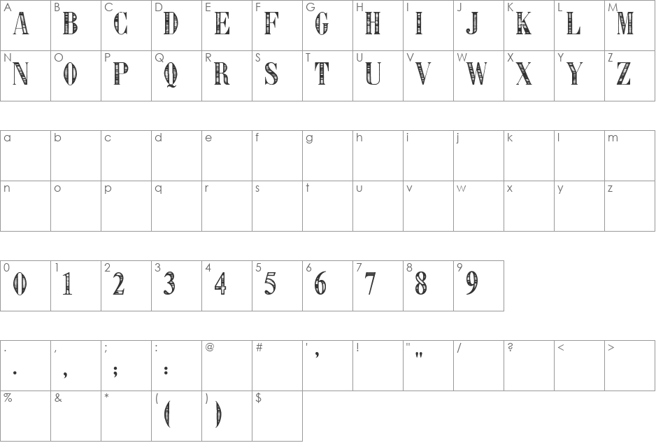 Libre Expression font character map preview