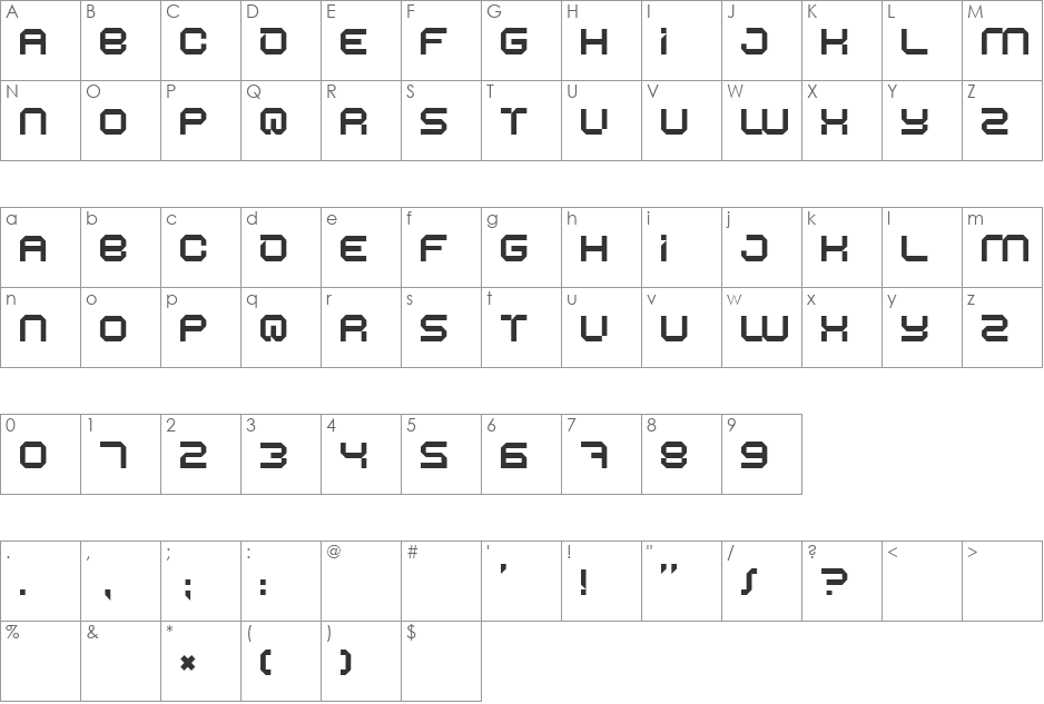 ATRON font character map preview