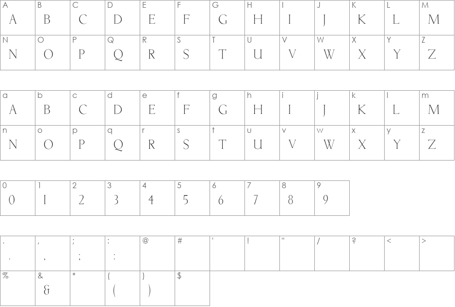 Lichtner font character map preview