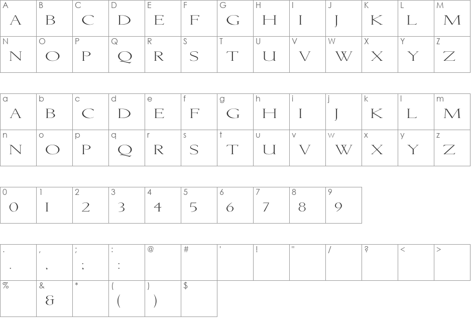 Lichtner Ex font character map preview