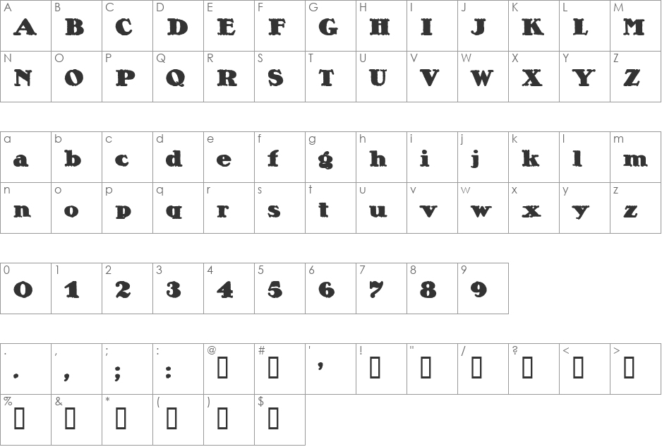 Lietz Alexander Nero font character map preview