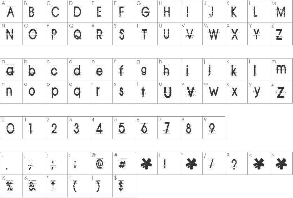 Life Line font character map preview