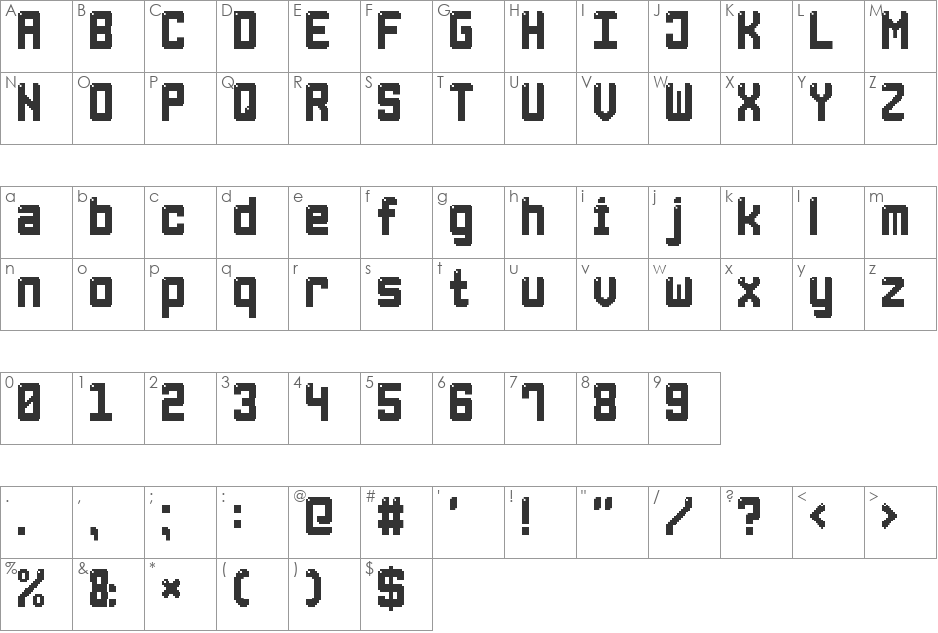 Light Pixel-7 font character map preview