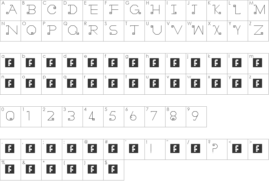 lightcurls font character map preview