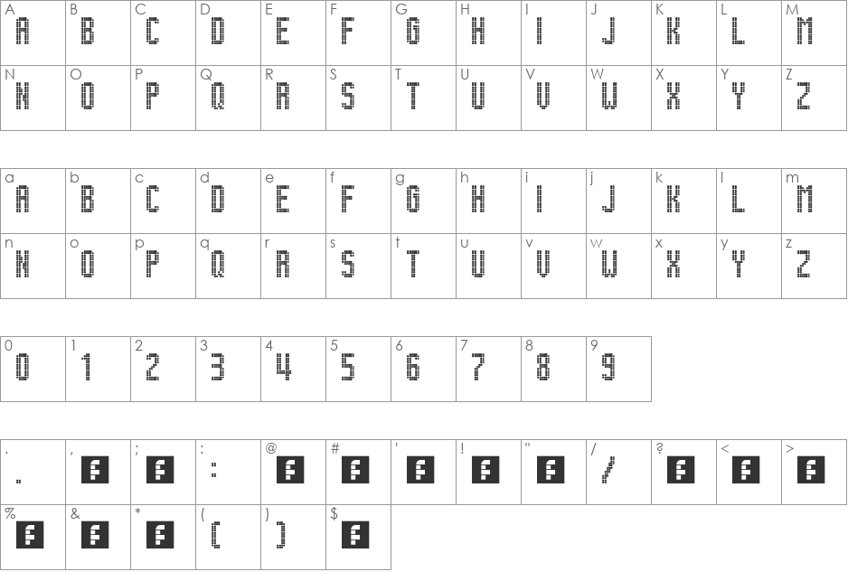 Lightdot 13x6 font character map preview