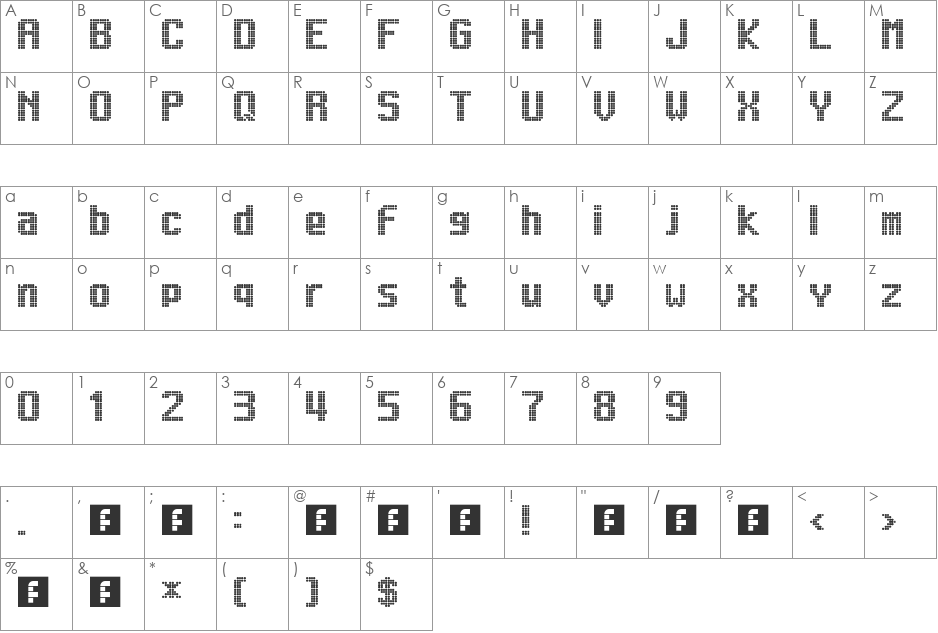 Lightdot 13x9 font character map preview