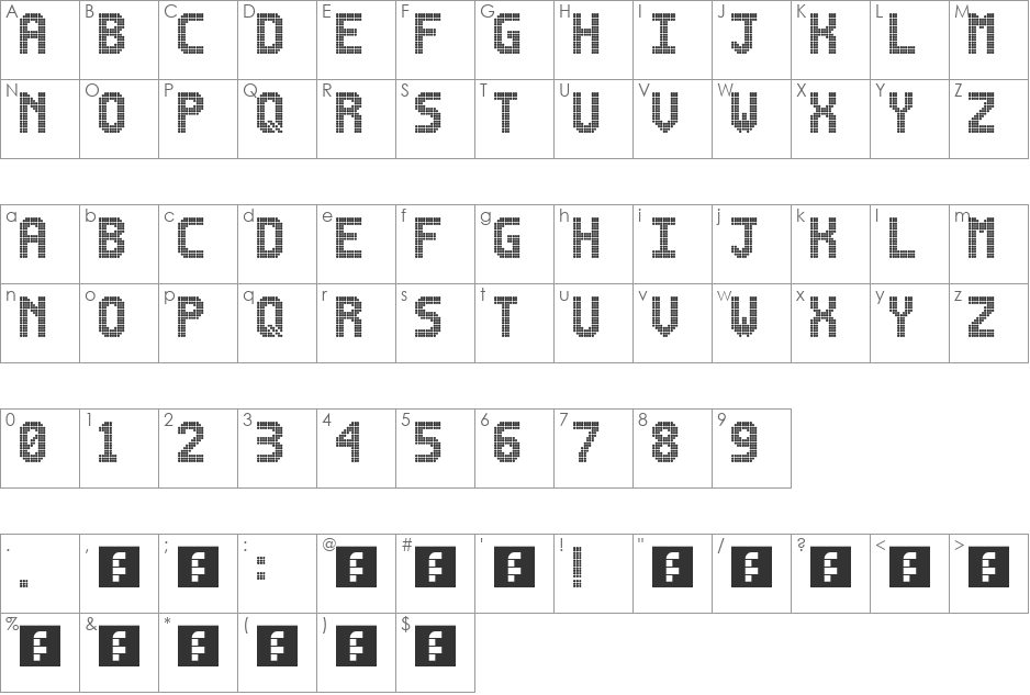 Lightdot 16x10 font character map preview