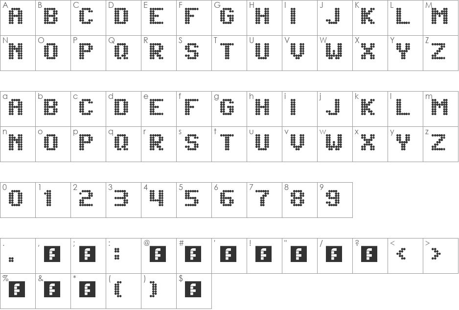 Lightdot 7x6 font character map preview