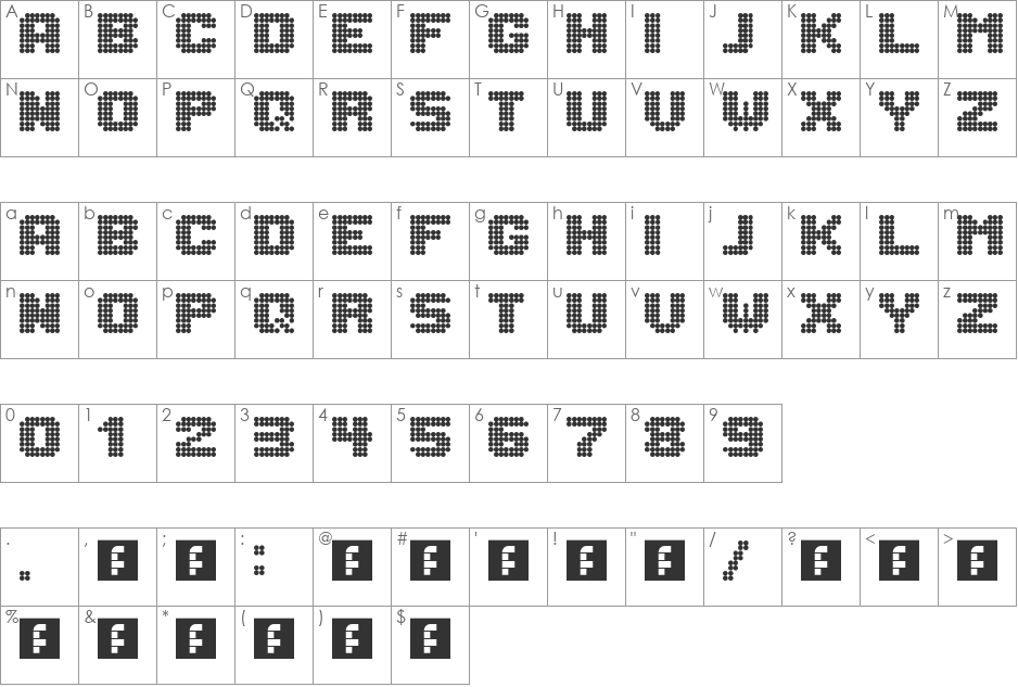 Lightdot 8x8 font character map preview