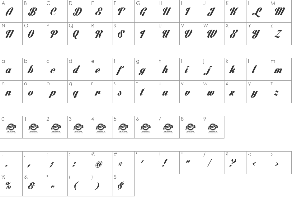 Lighthouse Personal Use font character map preview