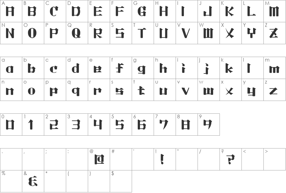Lightmorning font character map preview