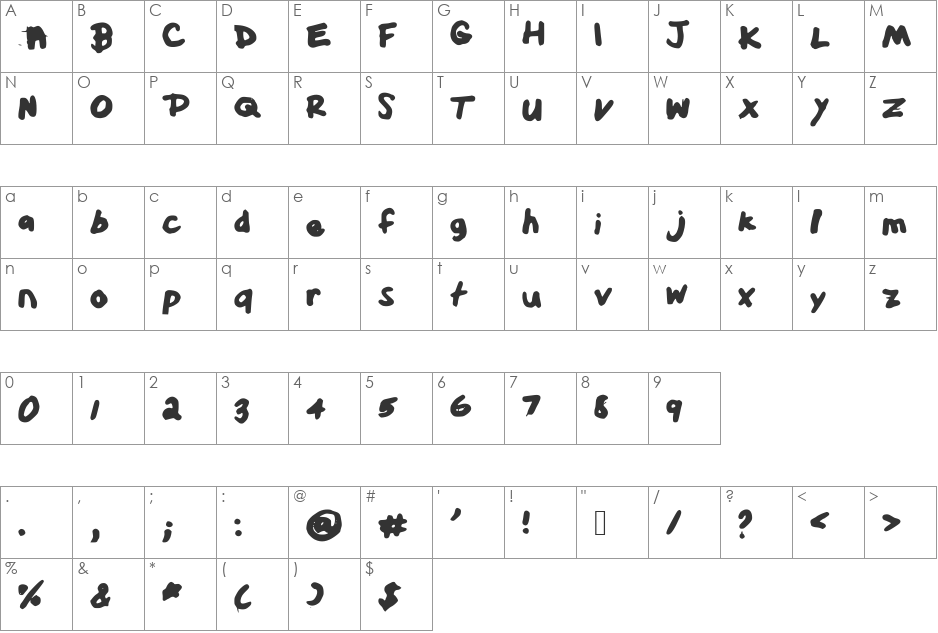 LilSister font character map preview